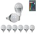 Produktbild ECD Germany 6er Pack E14 3W LED RGB Birne mit IR-Fernbedienung 24 Tasten - AC 220-240V - 250 Lumen - 50 x 102 mm - farbwechsel - Dimmbar - Glühbirne Leuchtmittel Lampe Leuchte Beleuchtung