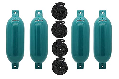 Extreme Max 3006.7638.1 BoatTector Inflatable Fender Value 4-Pack - 6.5" x 22", Teal by Extreme Max - Used condition - US$49.73