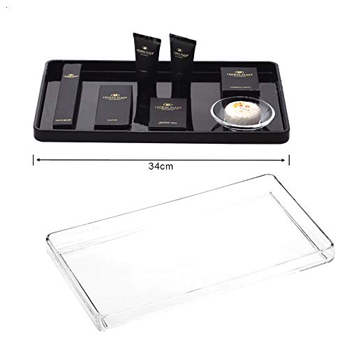 Rectangle Durable Acrylic Collection Serving Trays & Platter For Kitch, Beverage, Drink, Food Or Bathroom (Clear 34X22X2.5Cm) #TOP6