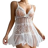 Fulidngzg Negligee Damen, Spitze Hot Reizwäsche Outfit Kurz Body Sexy Corsage Nachtkleid Corsage Ouvert Große Größe Dessous-Sets Sommer Erotisch Unterkleid Mollig Cosplay Unterwäsche Unterwäsche