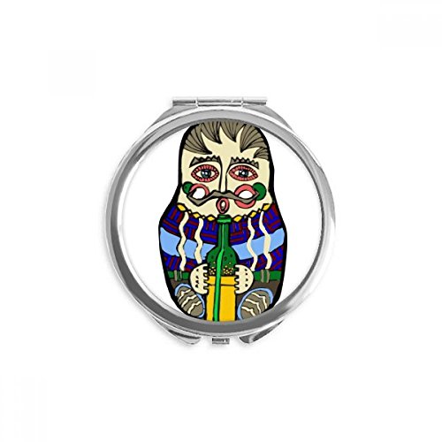Miroir de poche matriochka russe rond compact et portable pour retouches maquillage