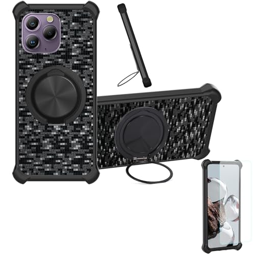 �Ή� Blackview A96 �P�[�X Phone Case [1�� 9H+�d�x���� �K���X�t�B����][360°��]���X�^���h�A�}�O�l�b�g��]CX-11-HEI
