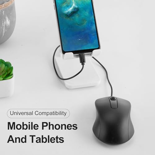 Ratón para laptop ergonómico con cable y clics silenciosos 6
