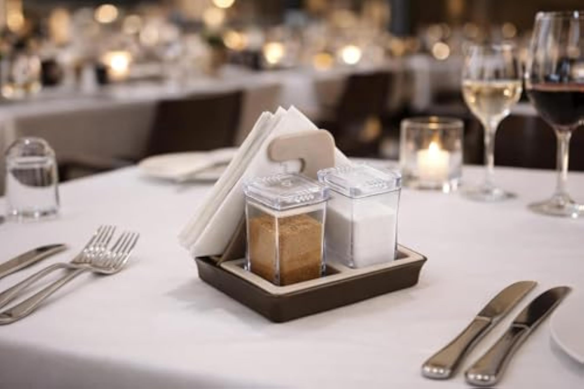 Plastic Salt & Pepper Shaker Set with Napkin Holder
