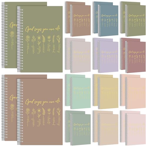 Carnets chrétiens à spirale MotiMind avec versets de la Bible pour femmes | Lot de 24