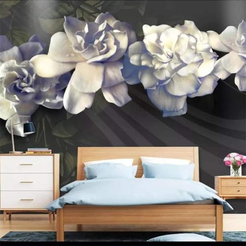 XLMING flores blancas 3D textura seda 2