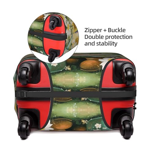 Green Gnome Flowers Luggage Cover Washable Suitcase Cover Anti-Scratch Luggage Protector Covers Elastic Suitcase Identify L fits 25-28 Inch Luggage4