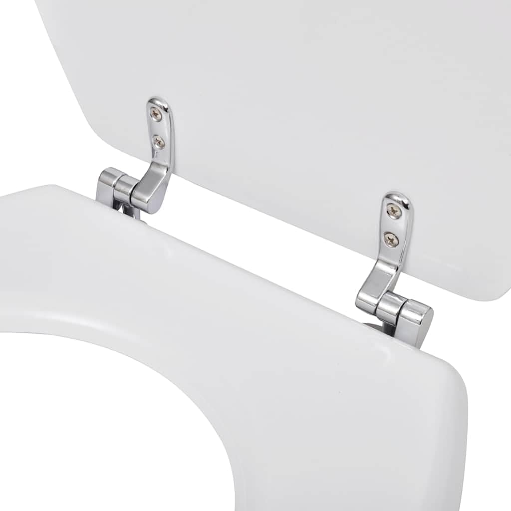 Sedile WC in MDF Bianco con Coperchio, Cardini Regolabili 12-20 cm