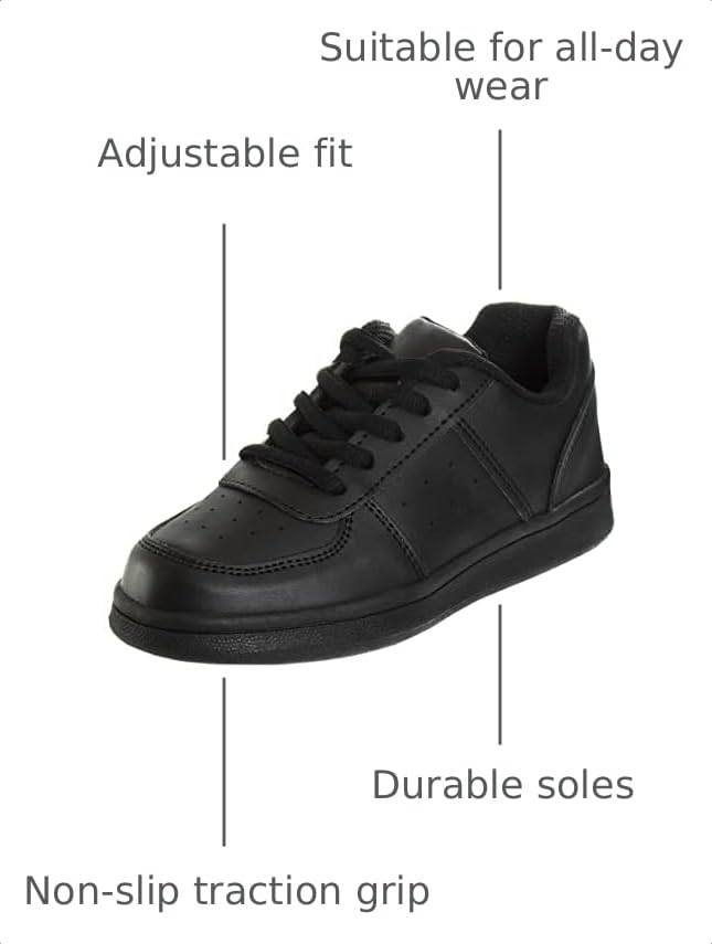 Image of French Toast Boys Girls Shoes -Unisex Athletic Casual Dress Kids School Uniform Loafer Oxford Canvas Tennis Sneakers (White /Black) (Little Kid /Big Kid)