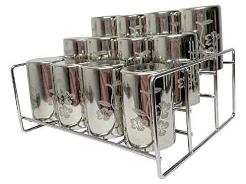 Image of JUGTE 3-Tier Step Standing Rack Stainless Steel Kitchen Cabinets Storage Racks Step for Kitchen Storage Countertop Display Shelf Organizer Condiment Shelf Rack (Small 28 x 24 x 12 cm)