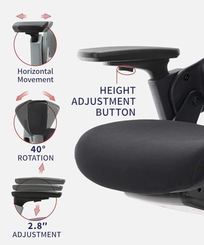 Image of CLATINA Ergonomic High Swivel Executive Chair Fabric Mesh Office Tables Chair with Adjustable Height Head 3D Arm Rest Lumbar Support and Upholstered Back for Home Office Conference Black