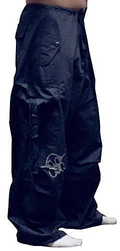 Ghast Unisex Cargo Drawstring Rave Dance Pants, Basic Navy 5X-Small