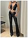 WDIRARA Women's Faux Leather Flare Pants Lace Up Side Low Rise Y2k Pants Punk Rave Clubwear Black X-Small