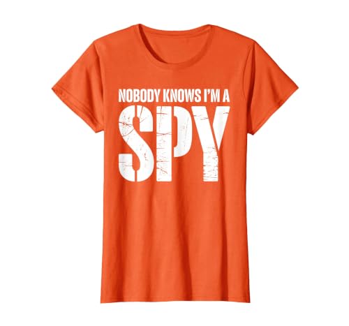 Funny Spy Design for Men Women Kids Secret Agent Costume T-Shirt, Women, Orange, XX-Large