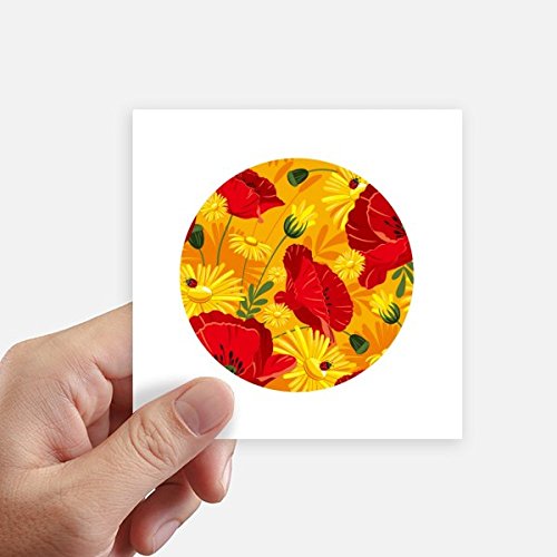Autocollant carré fleurs de pavot 10cm pour déco mur et pc