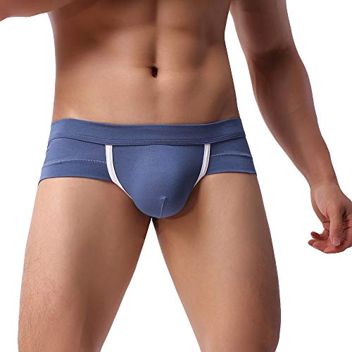 Cueca masculina com costura de seda gelada e bolsa de algodão macio calcinha sexy de cintura baixa t