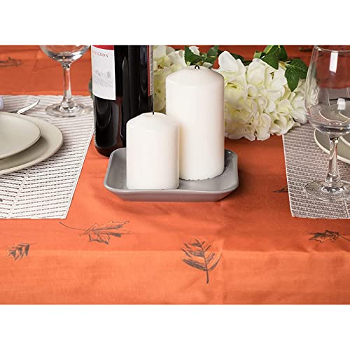 Juvale 2 Pack Scalloped Thanksgiving Themed Fall Tablecloth With Pumpkin And Leave Designs, Copper Orange (84 X 54 In) #TOP1