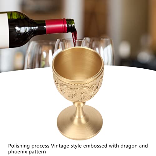 Cálice Dourado Em Relevo Vintage – Latão Engrossado, Luxuoso E Elegante, Pulseira De Couro Brilhante