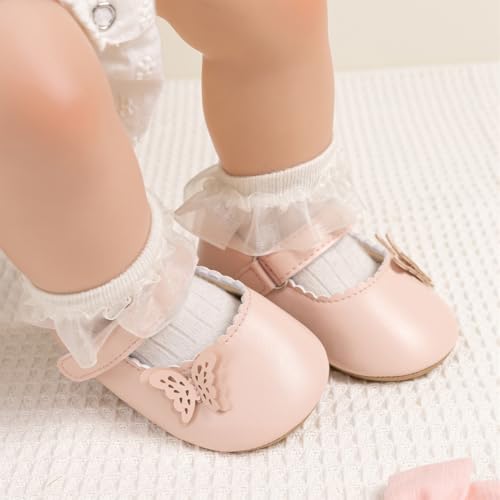 Image of Meckior Infant Baby Girl Sandals Soft Non-Slip Rubber Sole Handmade Princess Wedding Dress Shoes Toddler First Walkers