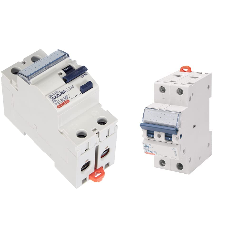 Gewiss Interruttore Differenziale Puro Idp Na 2P 25A Tipo AC Istantaneo Idn=0,03A 230V 2 Moduli & Interruttore Magnetotermico Mt45 1P+N Curva C 16A 2 Moduli