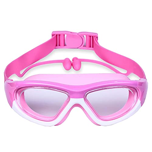 Lunettes de natation pour enfants de 3 à 15 ans, lunettes de natation pour garçons et filles, anti-buée, lunettes anti-UV, lunettes de natation avec grand cadre en silicone intégrées Cover