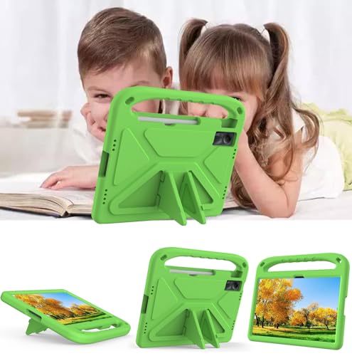 Sfulatdc Kids Tablet Case with Handle and Kickstand Shockproof Full Protection Cover Lightweight for Xiaomi Redmi Pad SE 11 inch Green - Image 2