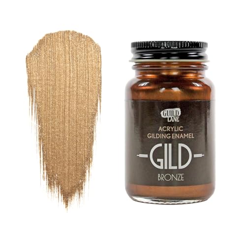 Guild Lane GILD Metallic Acrylic Enamel Paint - Bronze - For Wood, Metal, Glass, Furniture & Crafts - Water-Based, Non-Tarnish Finish - 60ml Jar - Made in Britain