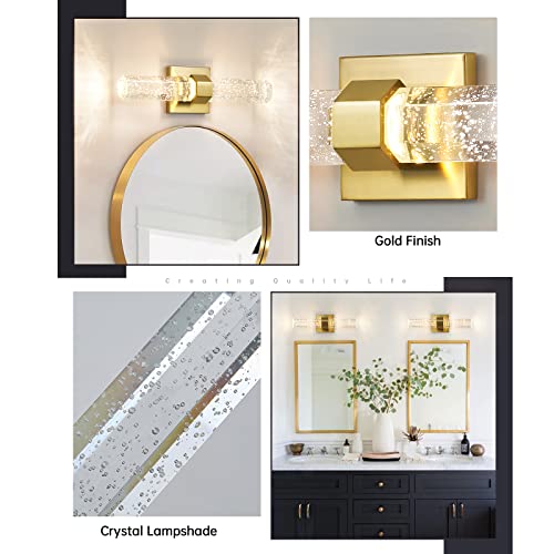 Epinl Bathroom Sconce Wall Lighting - Modern Gold Wall Sconce Crystal Wall Light 3000K Led Wall Mount Light Vertical And Horizontal Bathroom Vanity Light Fixture For Living Room Bedroom #TOP2