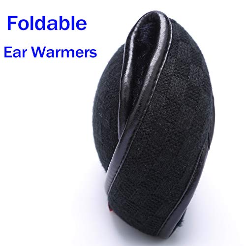 Kedofe Ear Warmers Foldable For Men Women Fleece Unisex Winter Ear Muffs Outdoor Adjustable Knit Earmuffs (Black) #TOP1