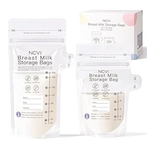 NCVI 4+7 oz Breastmilk Storage Bag Freezer for 0-3 Months, Breast Milk Feeding Bag with Temp-Sensing, Doubled-Sealed, Self Standing, Easy Pour Spout, BPA-Free, 4oz(70count)+7oz(30count)