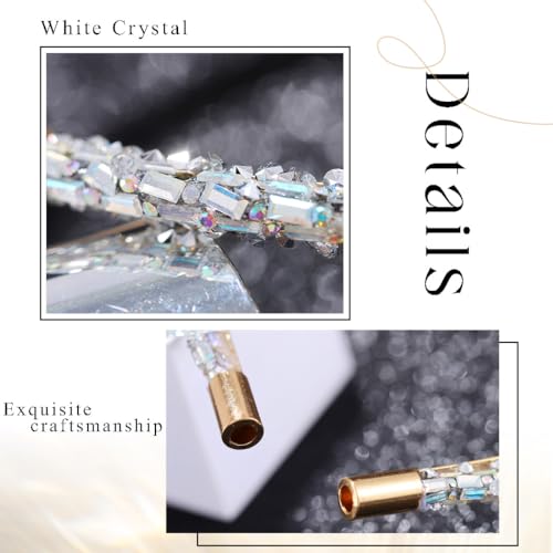 Flayem Rhinestone Headband Wedding Bridal Hair Hoop Narrow Crystal Headband Party Holiday Daily Hair Accessories for Women and Girls (White) - Image 3