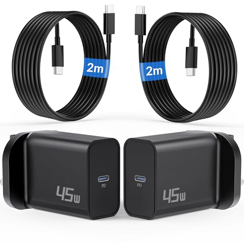 45W USB C Super Fast Charger for Samsung Galaxy S26 S25 S24 S23 S22 Ultra Edge FE 5G, A56, Tablet, iPhone 17 16 15, Google Pixel, PD/PPS USBC Plug UK Adapter + Official 2M 60W Type-C Cable 2-Pack