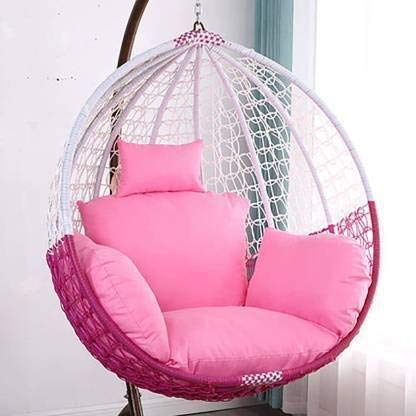 Image of Zenheaven Single Seater Swing Chair with Stand & Cushion Outdoor Indoor Balcony Garden Patio,Powder Coated Frame,UV Protected Wicker,Premium Cushion AD-21