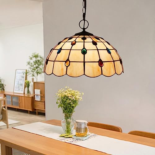 Vitrail baroque rétro de 16 pouces, suspension haut de gamme en perles de cristal