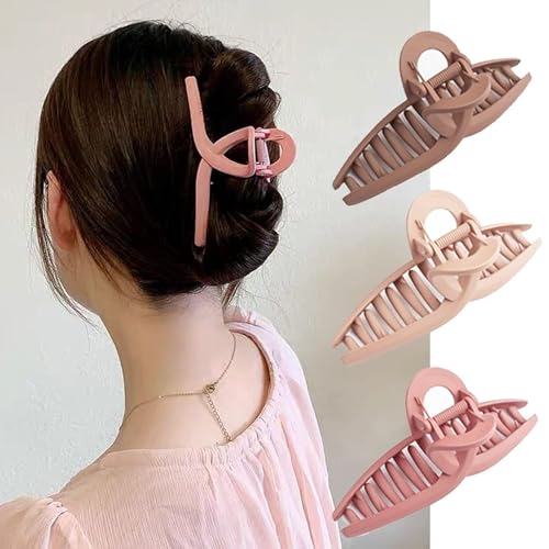 Image of Set of 3 Matte Finish Cross-Loop Hair Claw Clips for Women - Unique Design, Durable Grip, Multicolor Hair Accessories