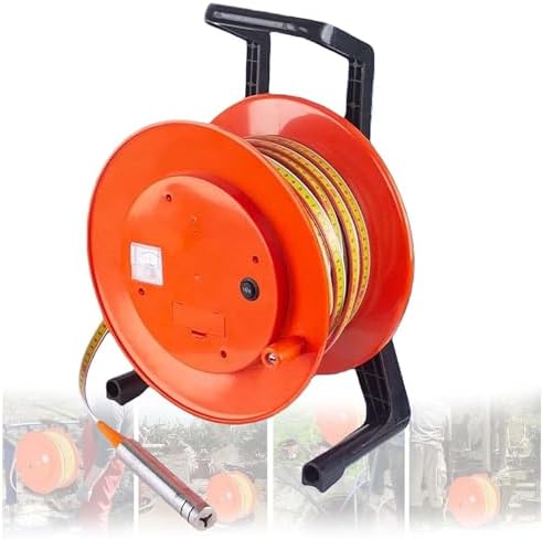 Portable Depth Indicator Steel Tape Water Meter - Stainless Steel Probe, Peak Hold Display, Measures Boreholes 10-300 Meters Deep (10m/32.8ft) - Accurate & Durable.