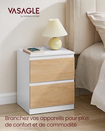 Tables de chevet 2 tiroirs + USB/prises KAILYN VASAGLE