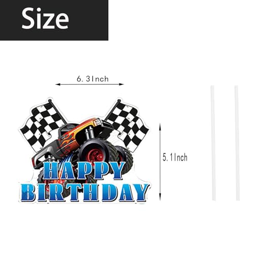 25 Stück Monster Truck Tortenaufsatz Set – Happy Birthday Cake Topper für Jungen – LKW Muffin Dekorationen, Auto Cupcake Topper, Geburtstagskuchen Zubehör für Kinder