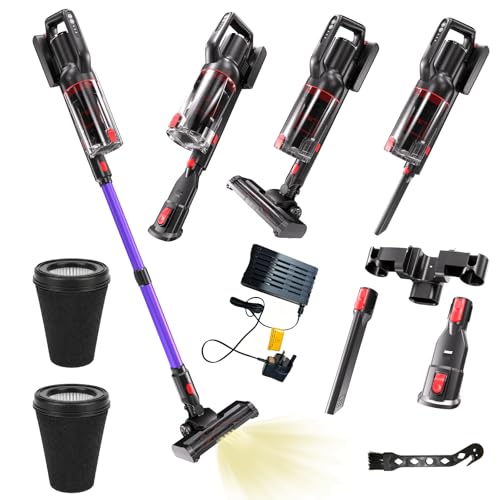 ASKGIFT Akku Staubsauger Kabellos 40KPa/450W/50Min, Akkustaubsauger,Lila