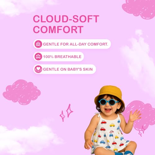 Image of Kidbea Cotton Baby Dress for Girls | Soft Sleeveless Summer Dress for Girl | Cute Printed Newborn Baby Muslin Frocks with Tie-Up Closure