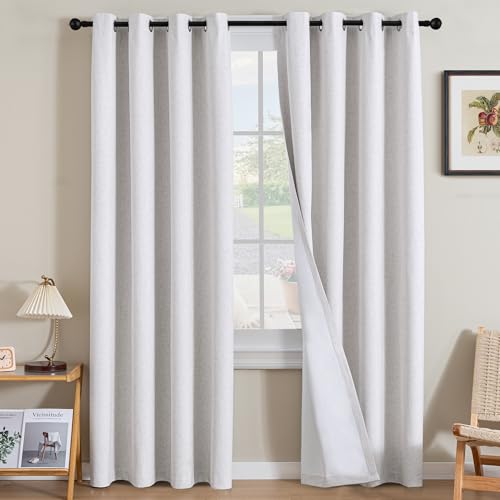 H.VERSAILTEX Linen Curtains 100% Blackout Curtains for Bedroom 84 inch