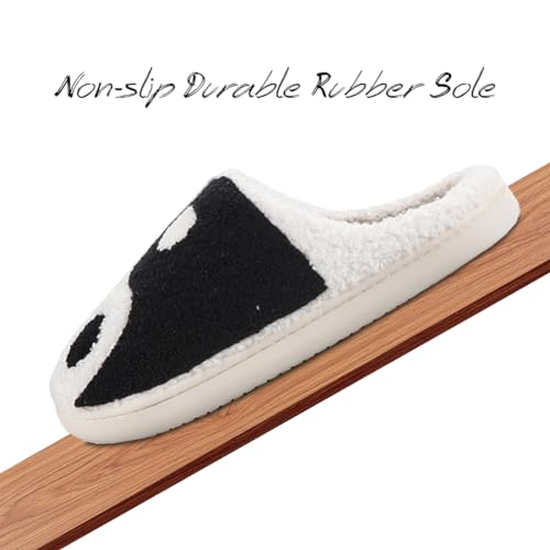 Image of Women's Men's Preppy Happy Face Slippers Comfy Warm Plush Slip-On House Slipper for Winter Indoor Soft Cushion Non-slip Fluffy Slides Slippers