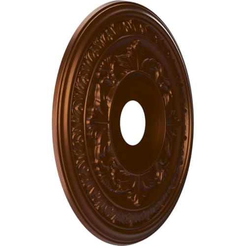 Image of Ekena Millwork CMP19BACDC Baltimore Thermoformed PVC Ceiling Medallion (Fits Canopies up to 7 3 /4 inch), 19 inchOD x 3 1 /2 inchID x 1 inchP, Metallic Dark Copper