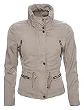 elegante Damen Windbreaker Rock Creek Selection Damen Windbreaker Damenjacke Übergangsjacke mit Kapuze S-XL Beige Blau Schwarz D-50 [D-50 - Beige - Gr. L/40]