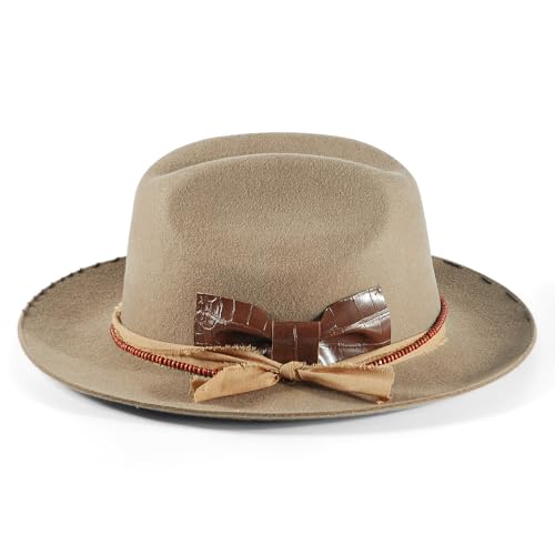 Image of Open Road Hat Fedora Hat Pure Wool Felt Hat Vintage Rancher Hat Airway Vented Panama Hats for Men Women
