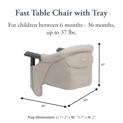 Image of Inglesina Fast Table Chair - Cream + Fast Dining Tray - Portable Baby High Chair - for Babies & Toddlers up to 37 lbs - Fits Tables 0.8'' to 3.5'' Thick - Compact & Easy to Use - Travel Bag Included
