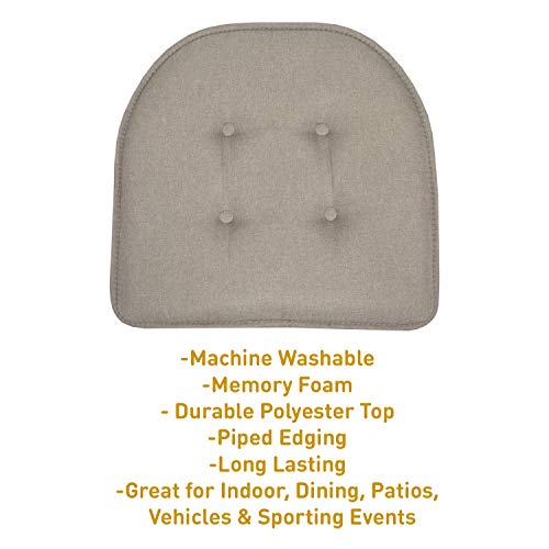 Sweet Home Collection Chair Cushion Memory Foam Pads Tufted Slip Non Skid Rubber Back U-Shaped 17" X 16" Seat Cover, 6 Count (Pack Of 1), Khaki #TOP2