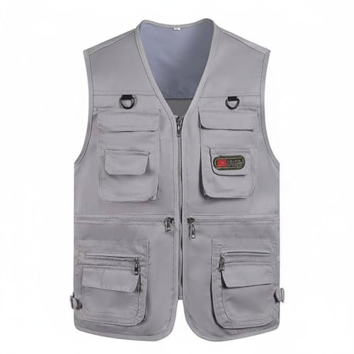 Chaleco de pesca gris para fotografía y viaje en talla XL