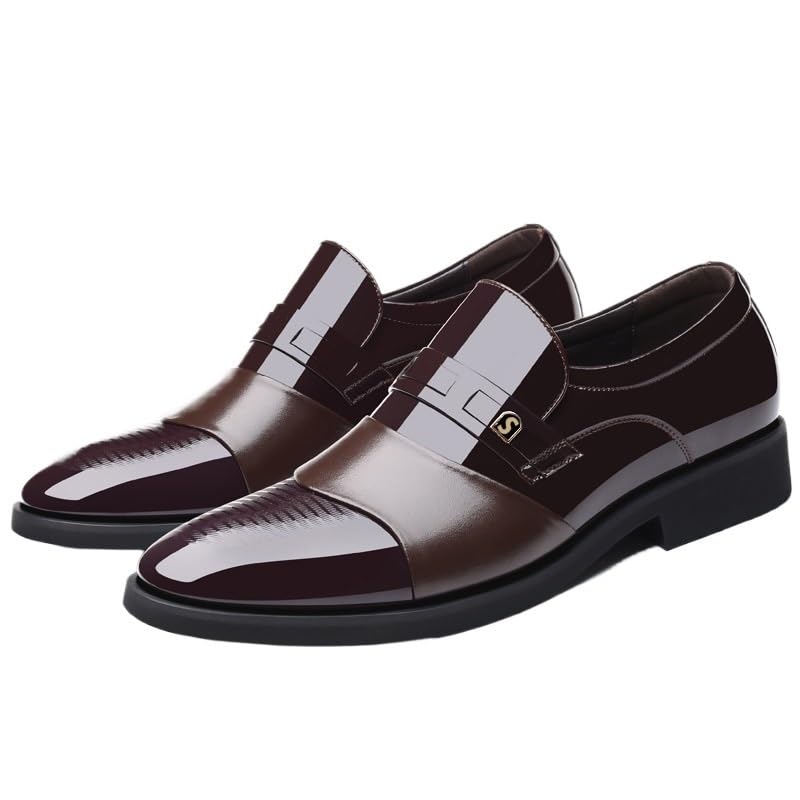 Luxury Leather Men Shoes for Wedding Formal Oxfords Business Casual Office Work Shoes for Men Classic Mens Pointy Dress Shoes