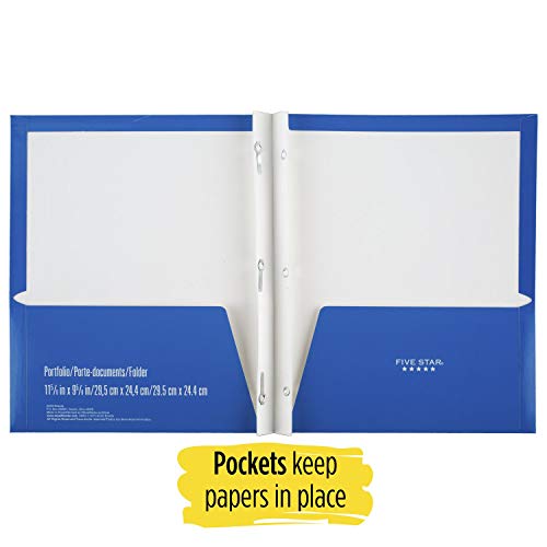 Five Star 2 Pocket Folder With Prong Fasteners, Folder With Pockets, Color May Vary 1 Count (34002) #TOP4